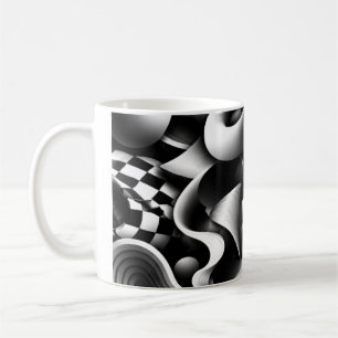 Taza De Café Geometría monocroma hipnótica: ilusión óptica 3D