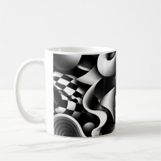 Taza De Café Geometría monocroma hipnótica: ilusión óptica 3D