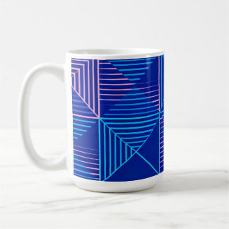 Taza De Café Geometric Abstract Mug Blue Pink Neon Pattern Coff