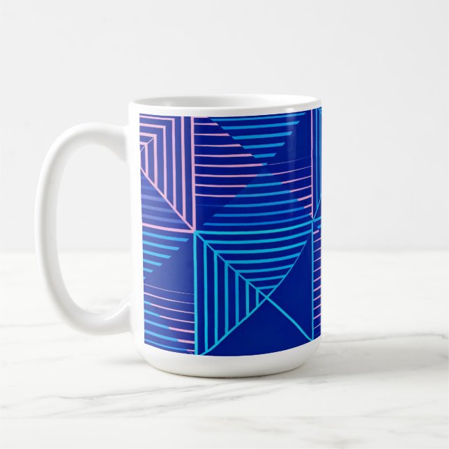 Taza De Café Geometric Abstract Mug Blue Pink Neon Pattern Coff (Izquierda)