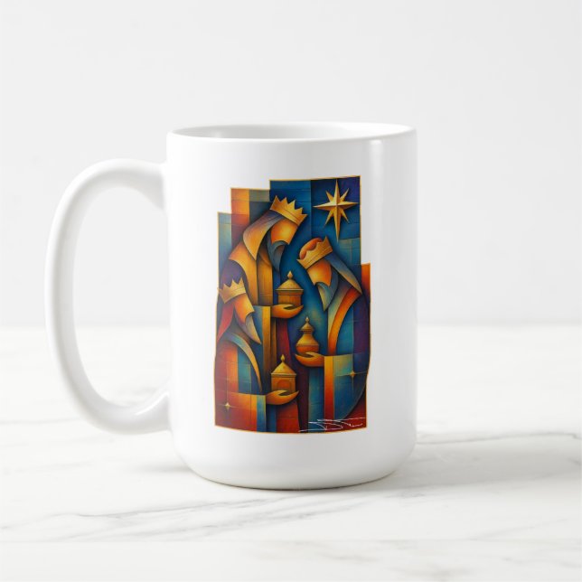 Taza De Café Geometric Magi - Three Wise Men Christmas Star Art (Izquierda)