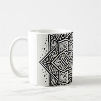 Taza De Café "Geometric Mandala Art Mug - Unique Black & White