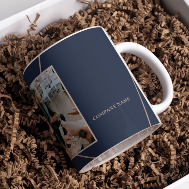 Taza De Café Geometric Mocha Beige Happy Holidays Company Photo (Subido por el creador)