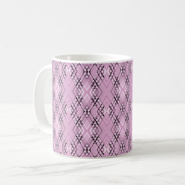 Taza De Café Geometric pattern retro pink diamonds (Anverso izquierdo)