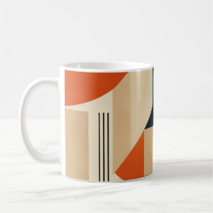Taza De Café Geometric Teal Orange Brown Modernist Abstract