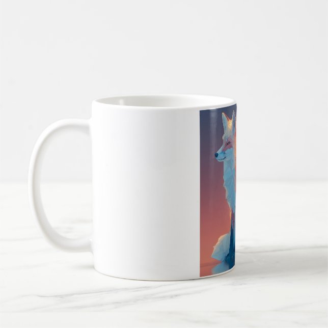 Taza De Café Geometric Wolf Silhouette |Modern Polygon Wildlife (Izquierda)