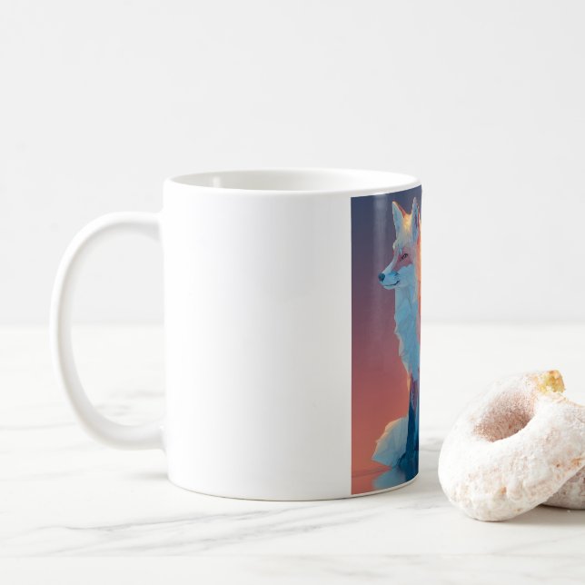 Taza De Café Geometric Wolf Silhouette |Modern Polygon Wildlife (Con donut)
