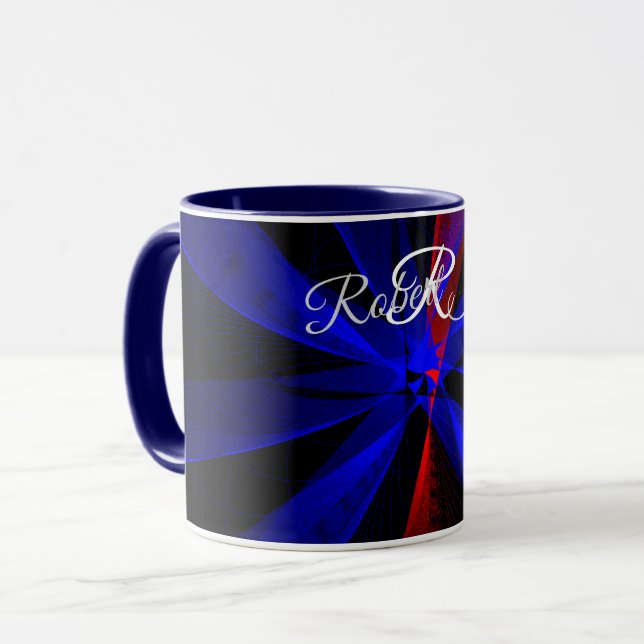 Taza De Café Geométrica Abstracta Color Arándano (Anverso izquierdo)