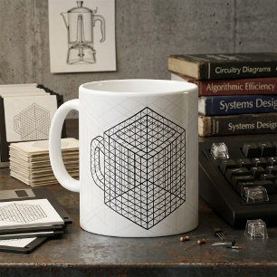 Taza de café geométrica Arte de rejilla isométrica