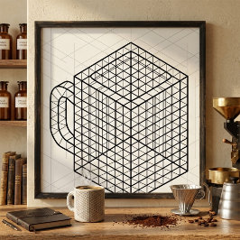 Taza de café geométrica Arte de rejilla isométrica