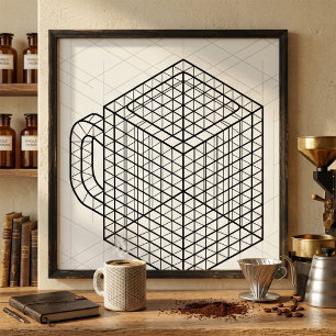 Taza de café geométrica Arte de rejilla isométrica