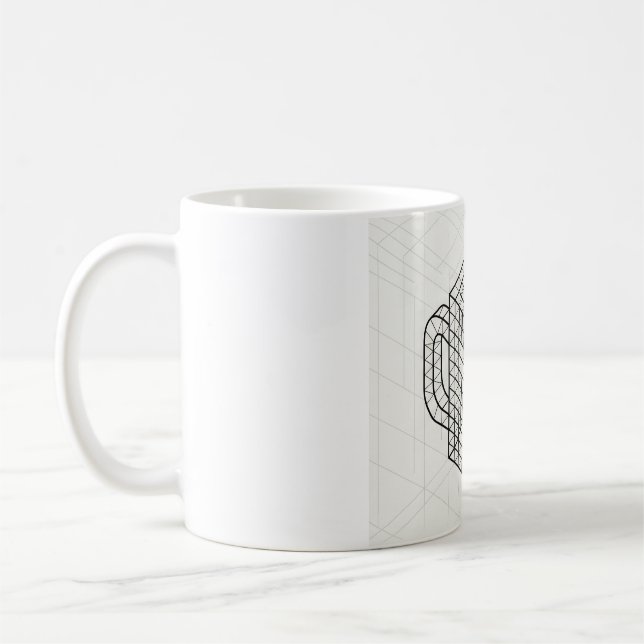 Taza de café geométrica Arte de rejilla isométrica (Izquierda)