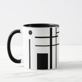 Taza de café geométrica blanco y negro de las