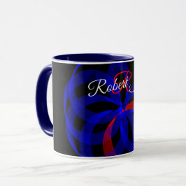 Taza de café geométrica con acento giratorio rojo