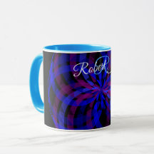 Taza de café geométrica con flor de pétalo central