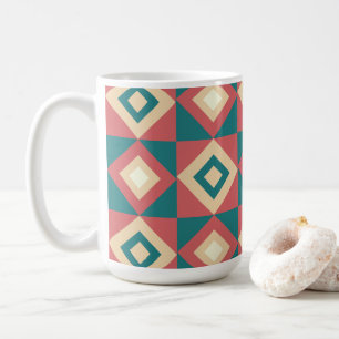 Taza De Café Geométrica de Diamante de Peach azul