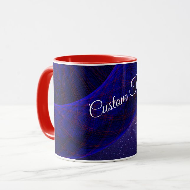 Taza de café geométrica de donas espaciales azules (Anverso izquierdo)