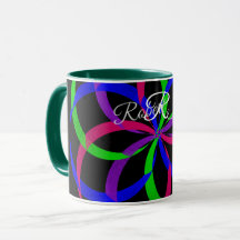 Taza de café geométrica de figura 8 multicolor