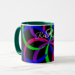 Taza de café geométrica de figura 8 multicolor