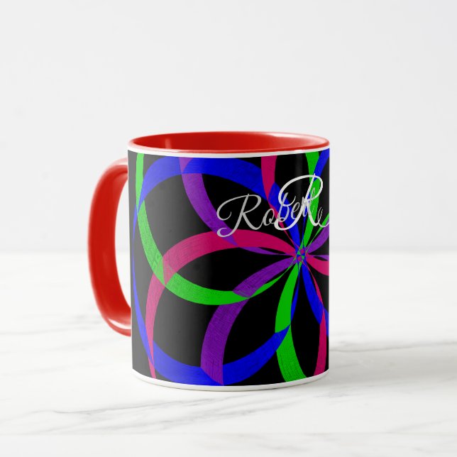 Taza de café geométrica de figura 8 multicolor (Anverso izquierdo)
