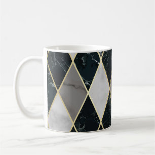Taza De Café Geométrica de Mármol: Lujo de Líneas de Oro