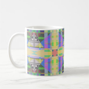 Taza De Café Geométrica de púrpura azul verde amarillo