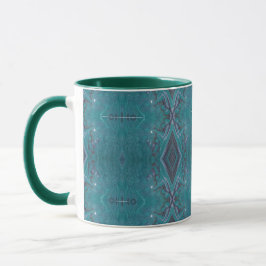 Taza de café geométrica fluida Mandala Verde Bohem