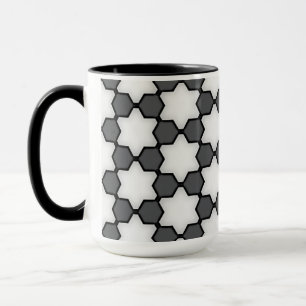 Taza de café geométrica moderna en negro y blanco
