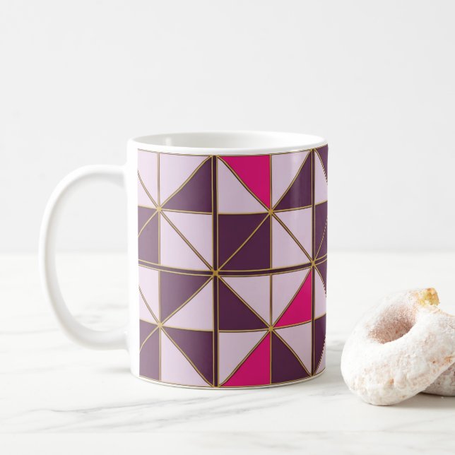 Taza de café geométrica nubia vibrante (Con donut)
