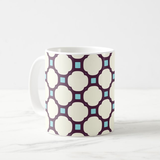 Taza De Café Geométrico 007 neutro y azul (Anverso izquierdo)
