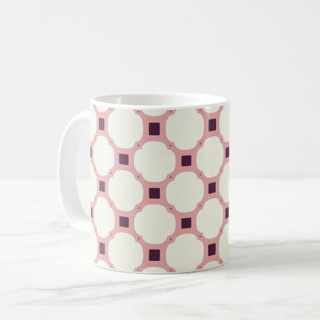Taza De Café Geométrico 008 neutro y rosa (Anverso izquierdo)