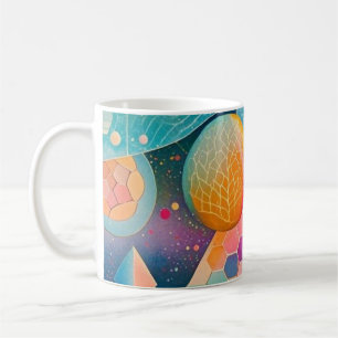 Taza De Café Geométrico de arte abstracto vibrante y caprichoso