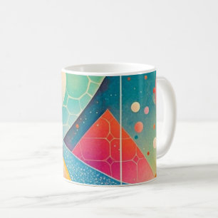 Taza De Café Geométrico de arte abstracto vibrante y caprichoso