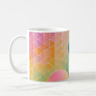 Taza De Café Geométrico de arte abstracto vibrante y caprichoso