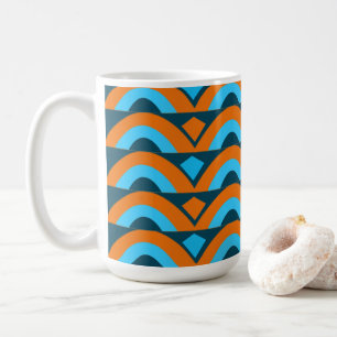 Taza De Café Geométrico de diamante de semicírculo azul naranja