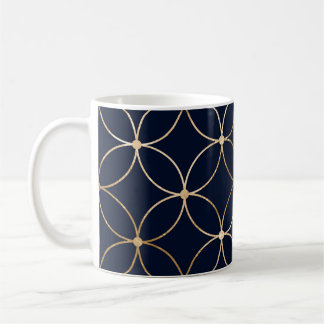 Taza De Café Geométrico de época: Resumen azul de oro
