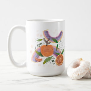 Taza De Café geométrico de fruta naranja de verano