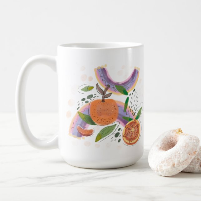 Taza De Café geométrico de fruta naranja de verano (Con donut)