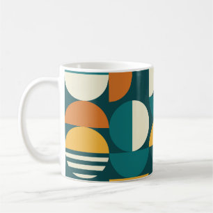 Taza De Café Geométrico De Mediano Siglo: Diseño Retro Minimali