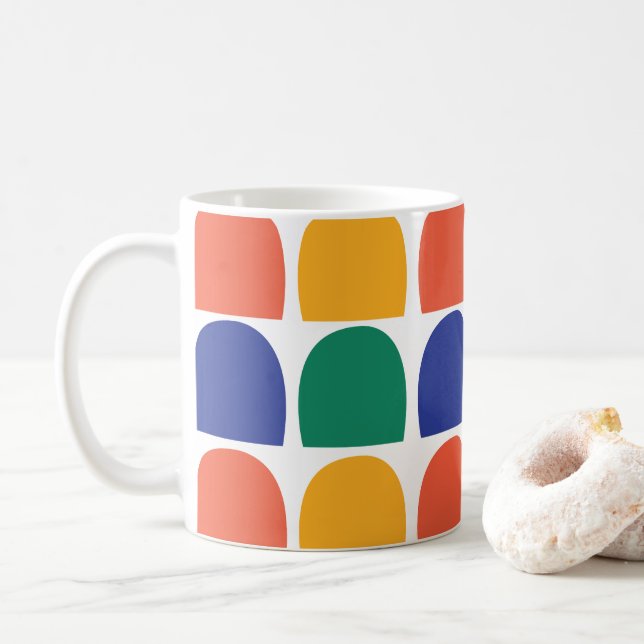 Taza De Café Geométrico de Medio Círculo Colorido (Con donut)
