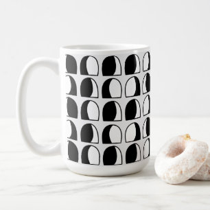 Taza De Café Geométrico de medio círculo negro y blanco