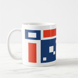 Taza De Café Geométrico de Mod divertido en rojo, blanco y azul