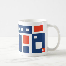 Taza De Café Geométrico de Mod divertido en rojo, blanco y azul
