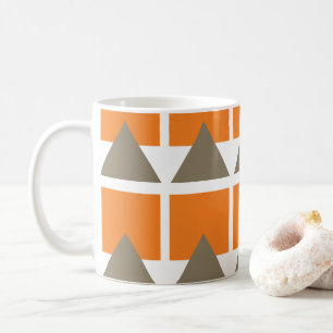 Taza De Café Geométrico de triángulo cuadrado gris naranja