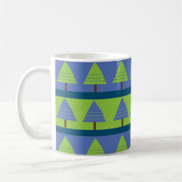 Taza De Café Geométrico del árbol de navidad verde azul