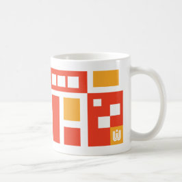 Taza De Café Geométrico del Mod divertido colorido en rojo y de