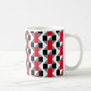 Taza De Café geométrico estético de color rojo y negro clásico