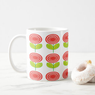 Taza De Café Geométrico floral de flor roja