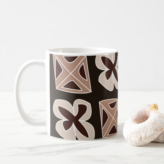 Taza De Café Geométrico floral moderno de Mid Century (Con donut)