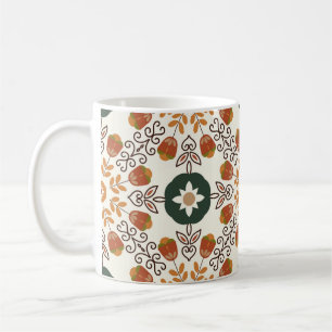 Taza De Café Geométrico Floral Otoño, Sin Marea Vintage.